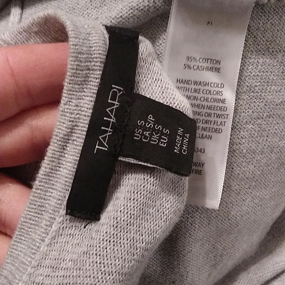 Tahari luxe cotton Cashmere Blend Duster Open Dolman Cardigan size small Gray - Picture 4 of 6